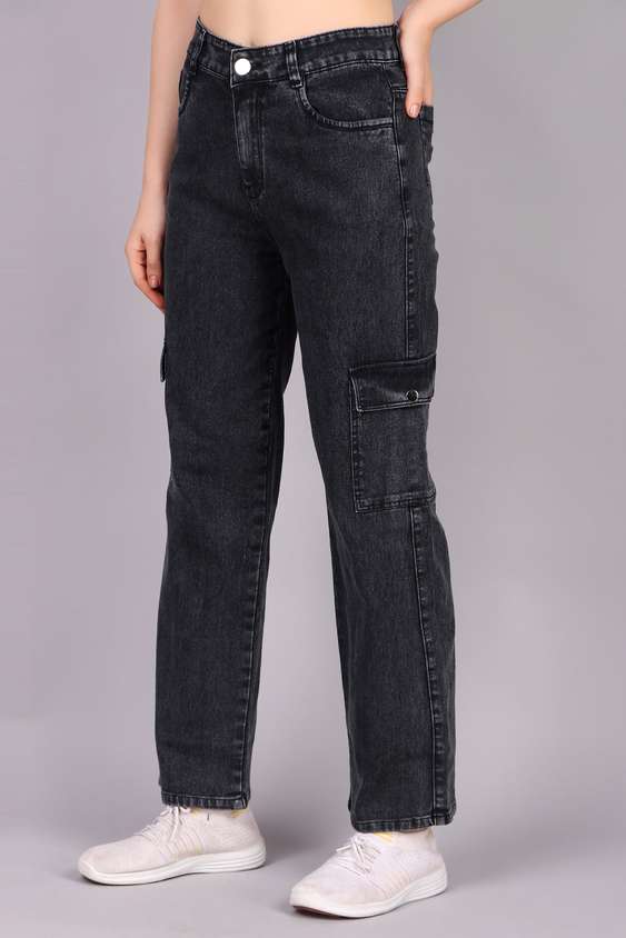 Kashian Women’s Boyfriend High‑Rise Black Jeans