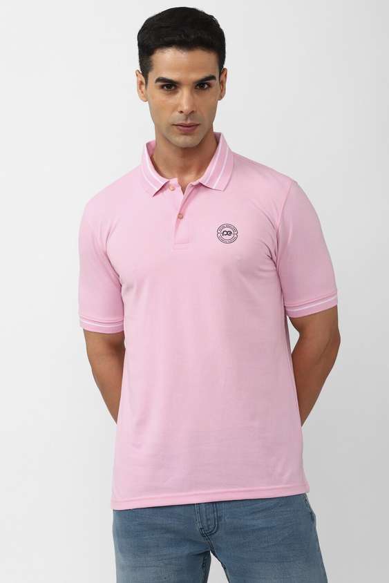 PETER ENGLAND Men Solid Polo Neck Polycotton Grey T-Shirt